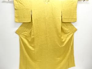 浅井青仁作　家屋に草花模様織り出し一つ紋色無地着物